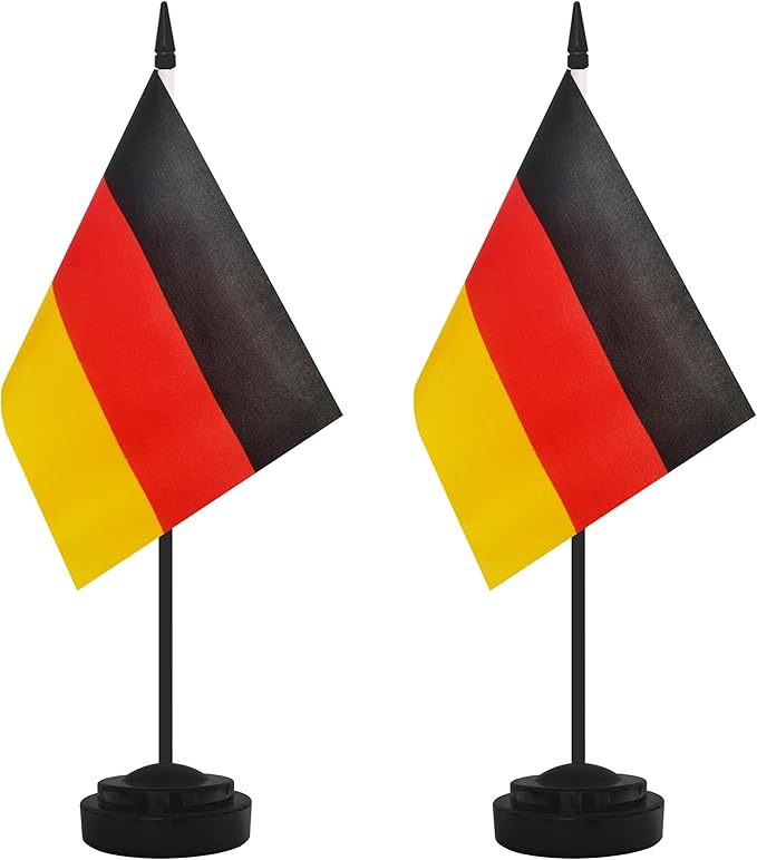 2 Pack Germany Desk Flag Set, German Desktop Small Miniature Table Office Flag by Unknown
