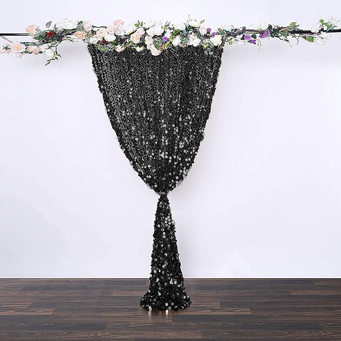 18MM Black Big Sequin Payatte Backdrop Curtains 4.5FTX9FT 2 Panels-Black Drapes - Image 8