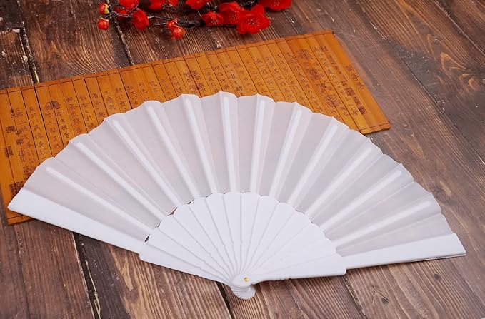 HUNANBANG Product Image 4 Pieces Folding Hand Fans Church Wedding Gift - Image 3