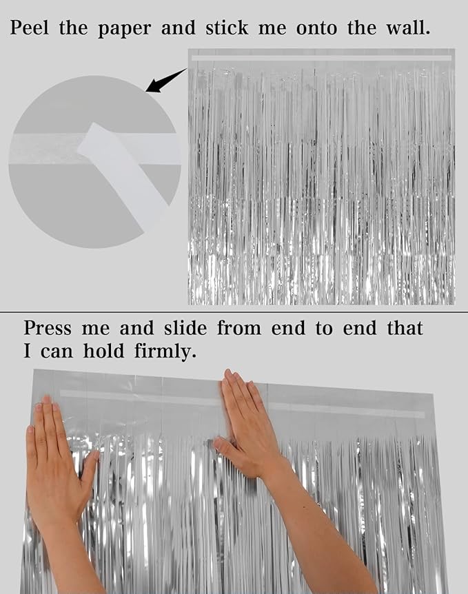 Silver Tinsel Fringe Backdrop Curtains - Image 6