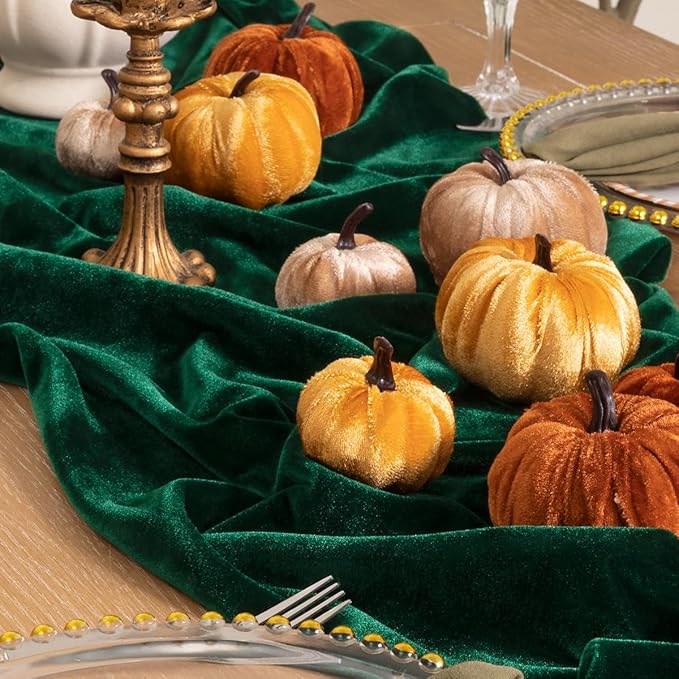 Emerald Green Velvet Table Runner 3 Pack Fall Thanksgiving Table Runners 20 x - Image 6