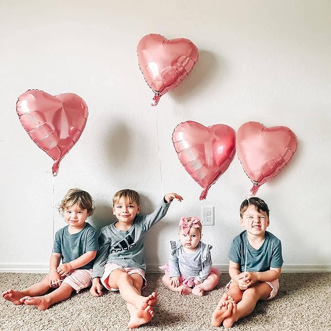 10pcs Rose Gold Foil Heart Shaped Balloons - Image 4