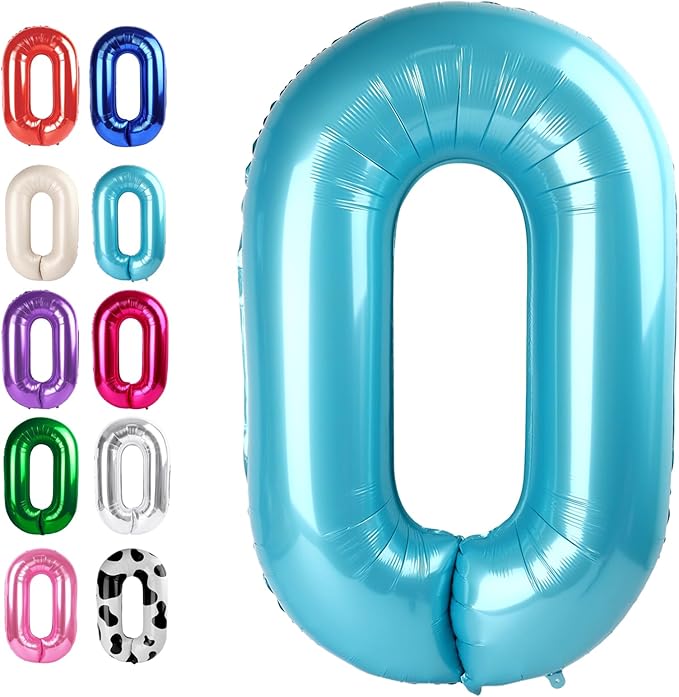 Pearl Blue 40 Inch 0 Number Balloons, 0 Decorations by Upgesy