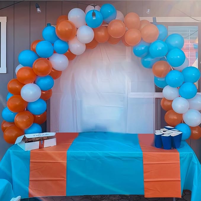 Blue and Orange Balloons, Retro Turquoise Teal Blue White Balloon - Image 2