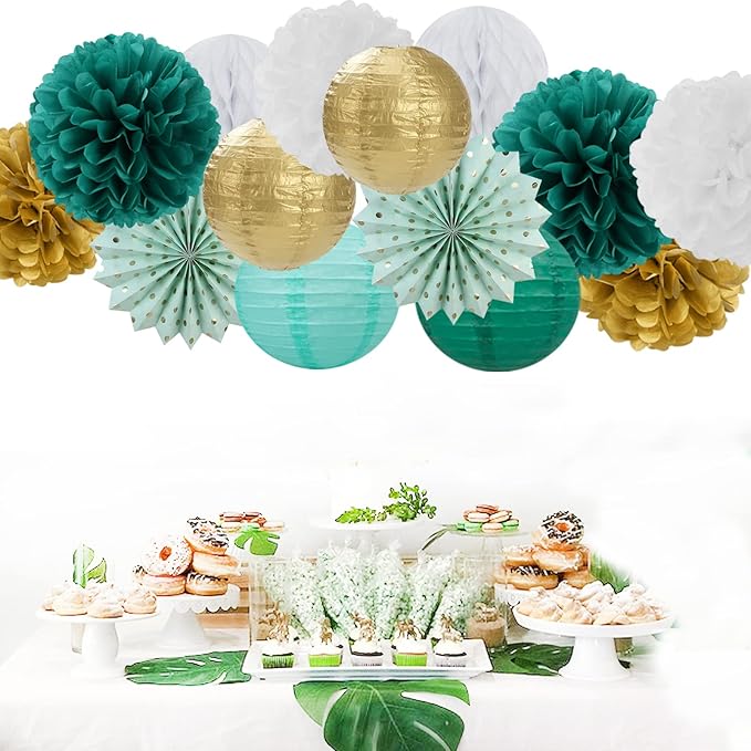 Sage-Green Teal-Gold Baby-Shower Party Decorations - Image 6