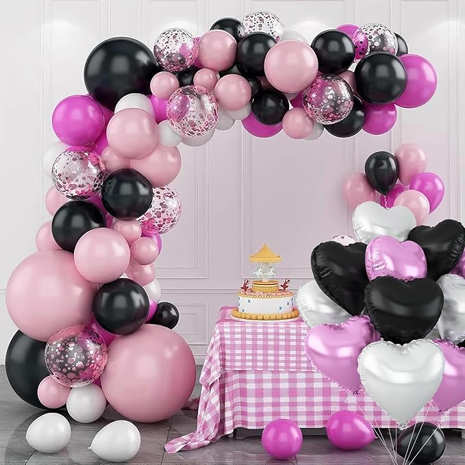 Black Purple Silver Heart Balloons - Image 4