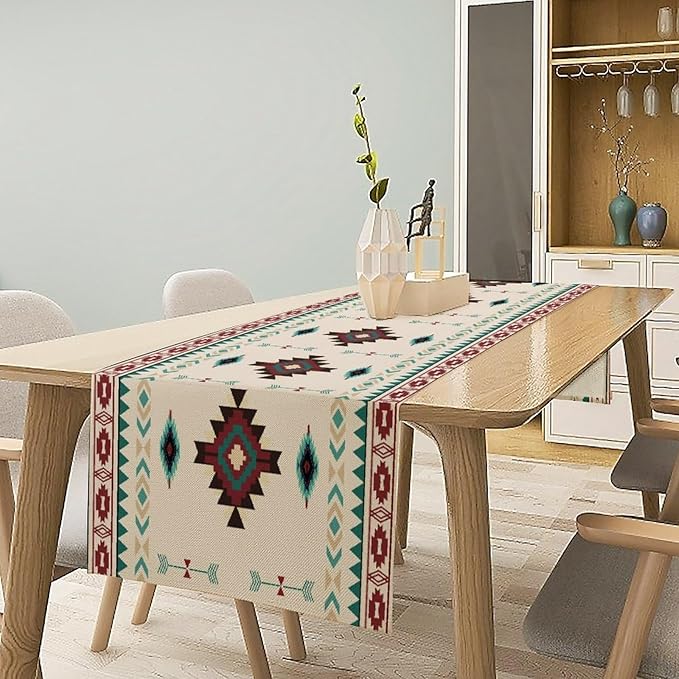 Aztec Table Runner Southwestern Native Vintage Geometric Pattern Table Runner - Image 3
