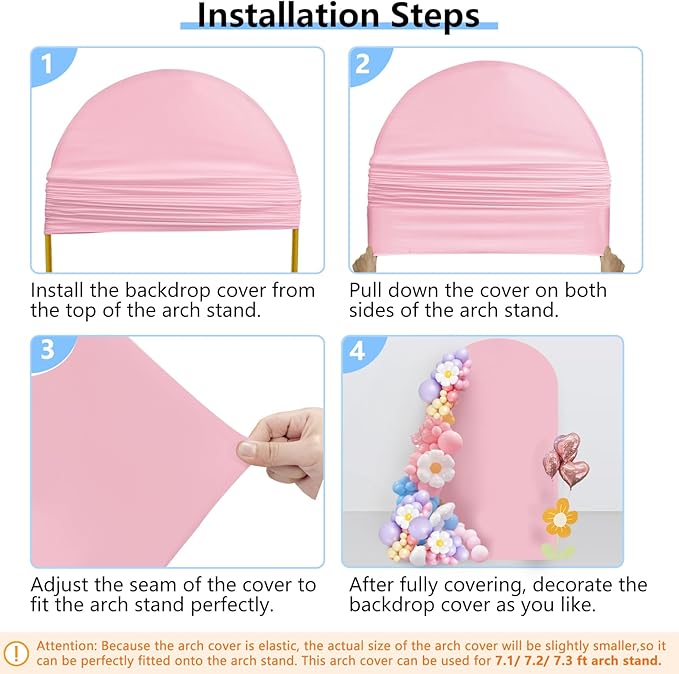 HEMMOTOP Pink Arch Backdrop Cover 7.2 ft, Spandex Arch Covers Stretchy Backdrop - Image 7