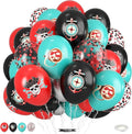 Pirate Balloons, 12 Inch Teal Black Red Confetti Balloons by Saxuxu