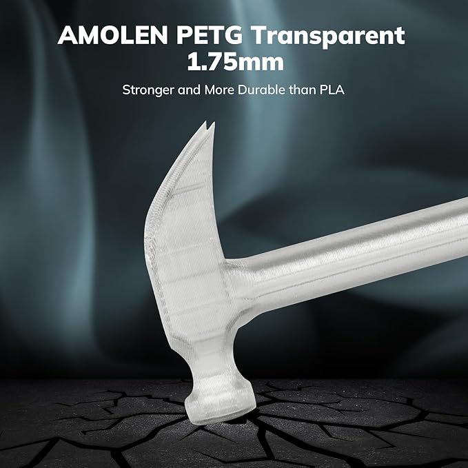 AMOLEN Rapid PETG Transparent 3D Printer Filament 1.75mm +/-0.02mm, Transcucent - Image 6