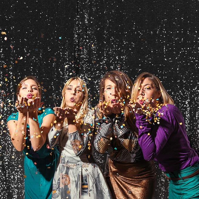 SquarePie Sequin Backdrop 20FT x 10FT Black Curtain Background - Image 9