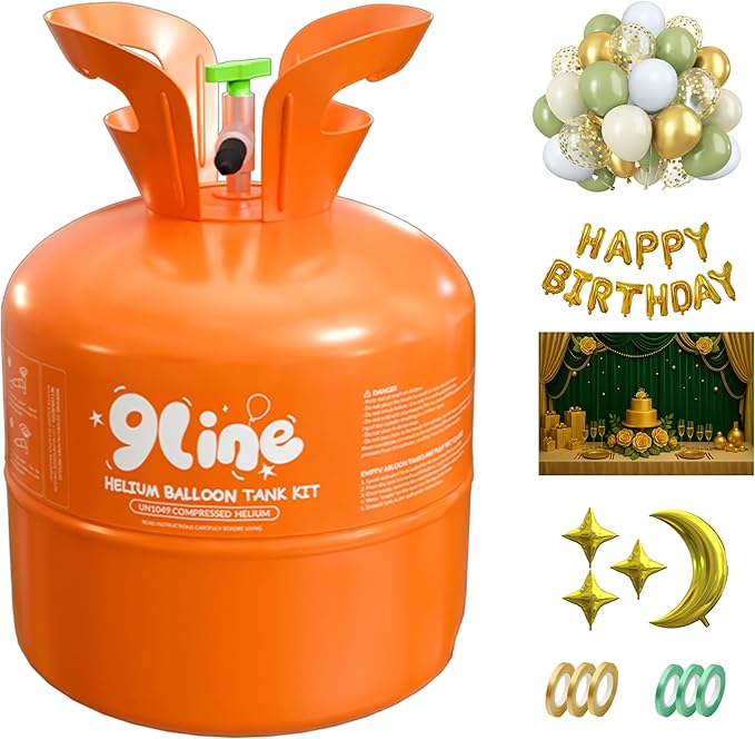 9Line 13L Helium Tank Up To 50 Latex Balloons, Helium Tank by 9LINE