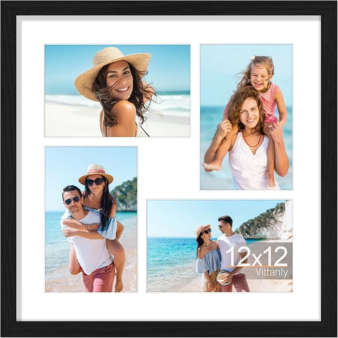 Vittanly 12x12 Collage Picture Frame, Displays 4Pcs 4x6 Pictures by Vittanly