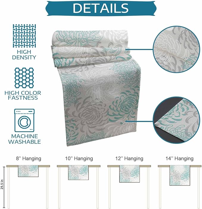 Auqa Chrysanthemum Cotton Linen Table Runner - Image 7