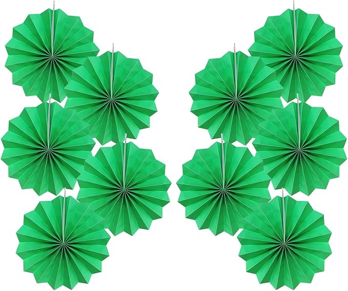 Green Party Decorations, Tennis Party Decorations Party Paper Fans Bulk 8in by BARTHEW