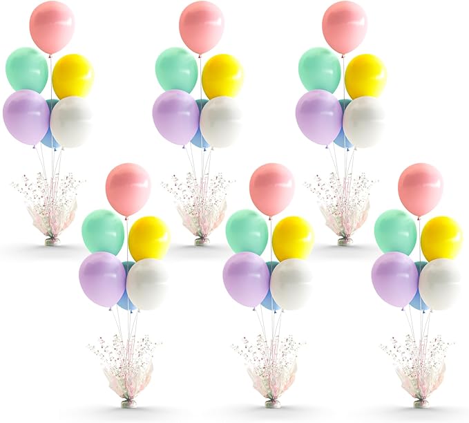 6 Set Pastel Rainbow Balloon Table Centerpieces by Gogoparti
