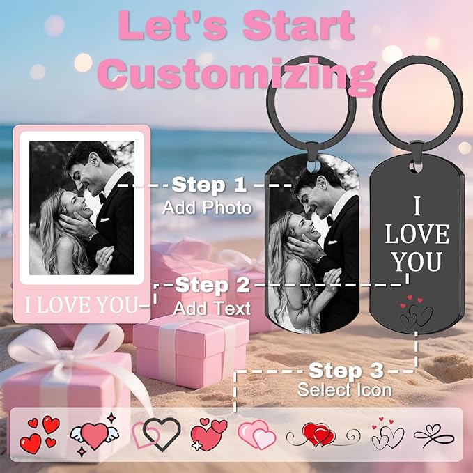 Custom Keychain with Picture, Personalized Double-sided Keychains Gifts - Image 2