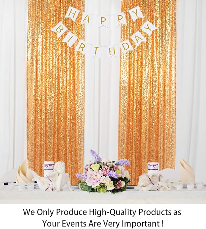 ShinyBeauty Sparkle Backdrop Curtain Gold 2 Panels Set Sequin Photo Backdrop - Image 2