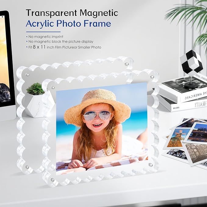 acrylic photo frame- 2Pack Scalloped Picture Frames 8×10 Inch, 15+15mm Thick - Image 4