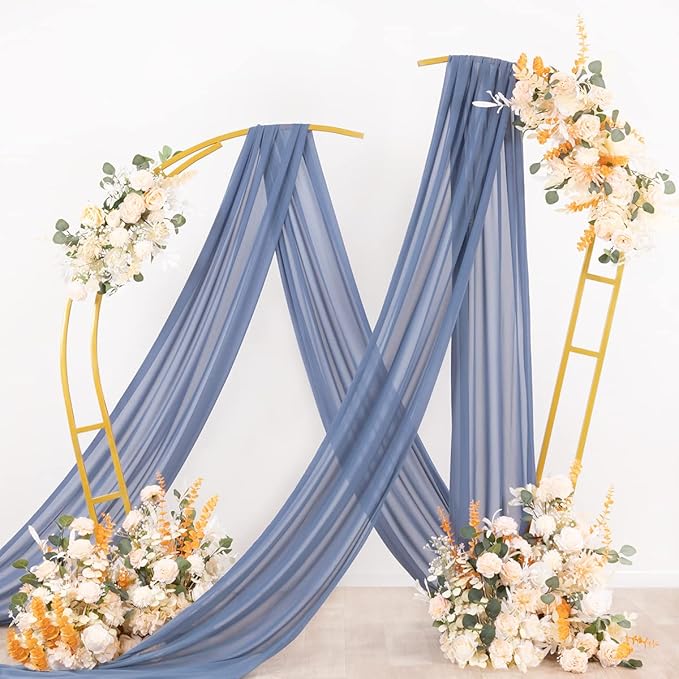 Socomi Wedding Arch Draping Fabric 1 Panel 29" x 19Ft Dusty Blue Sheer Chiffon - Image 4