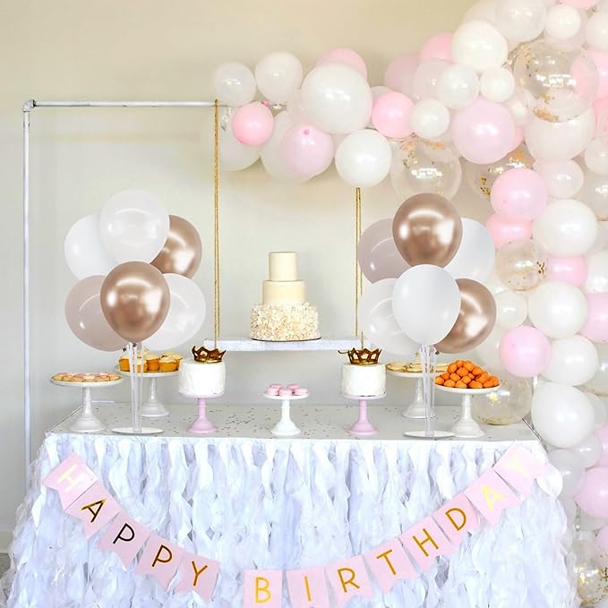 TONIFUL 4 Set Nude White Champagne Gold Balloon Stand Centerpiece Table - Image 5