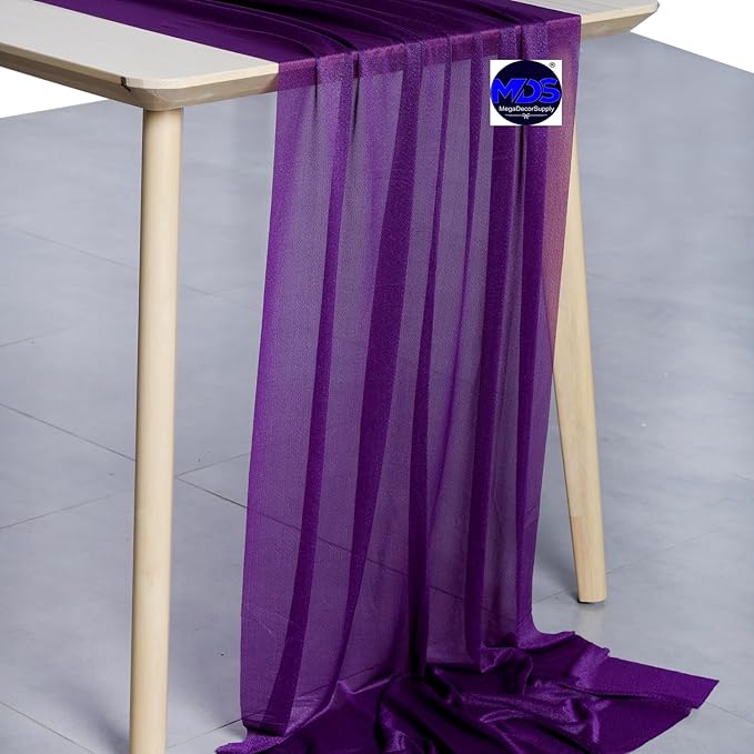 MDS 10 Pack 10ft Chiffon Table Runner 29 x 120 Inches Sheer Wedding Runner - Image 2