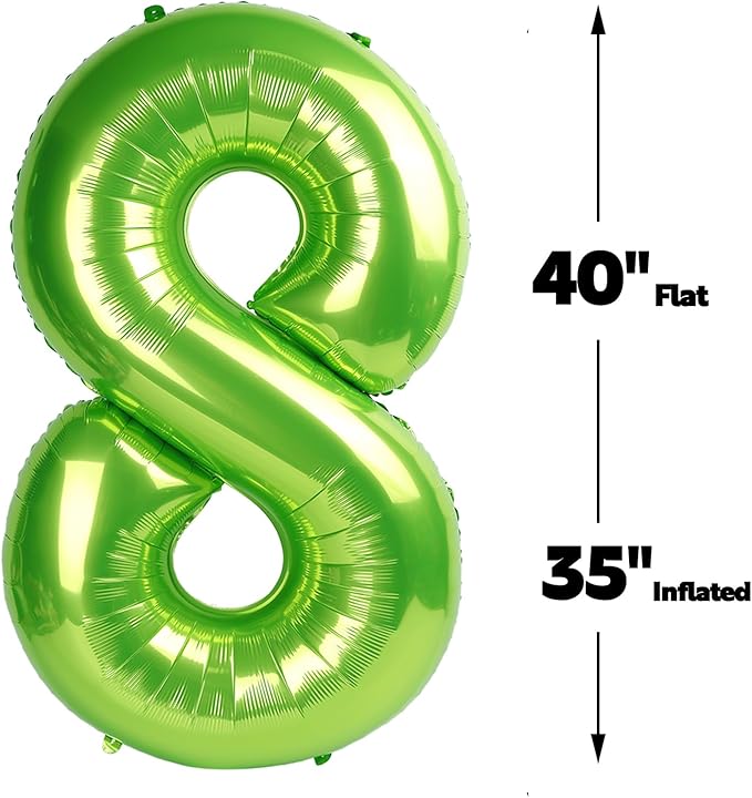 Helium Foil Light Green Number 8 Balloon 40 Inch, Mylar Eight Numbers 8 18 28 - Image 3