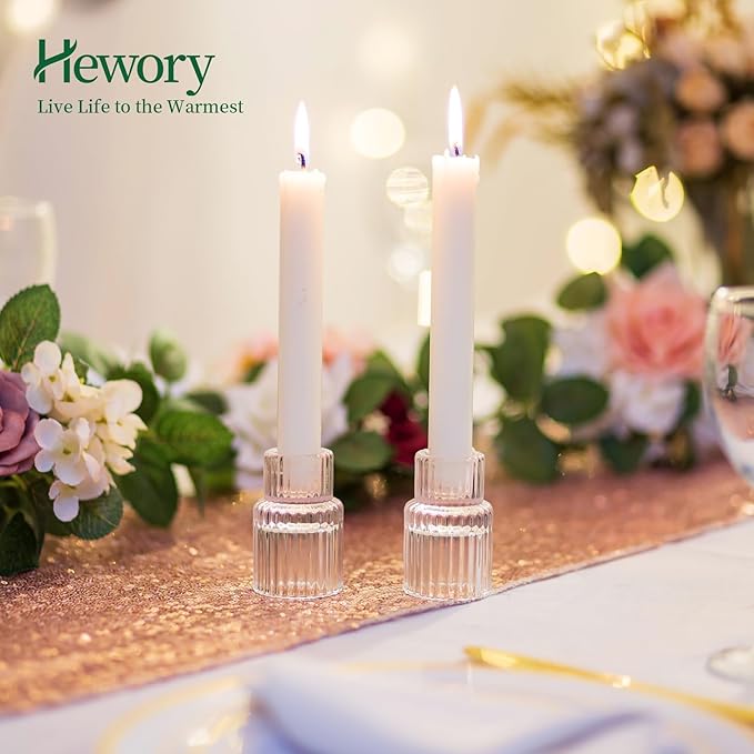 Candle Holder Glass Candlestick Holders: Hewory 10PCS Clear Taper Candle - Image 7