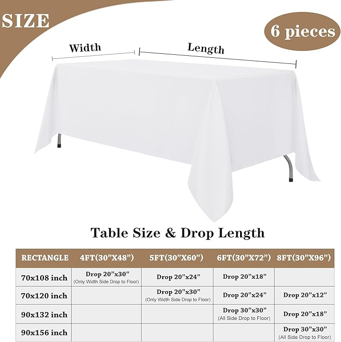 Fitable White Rectangle Tablecloths - Image 5