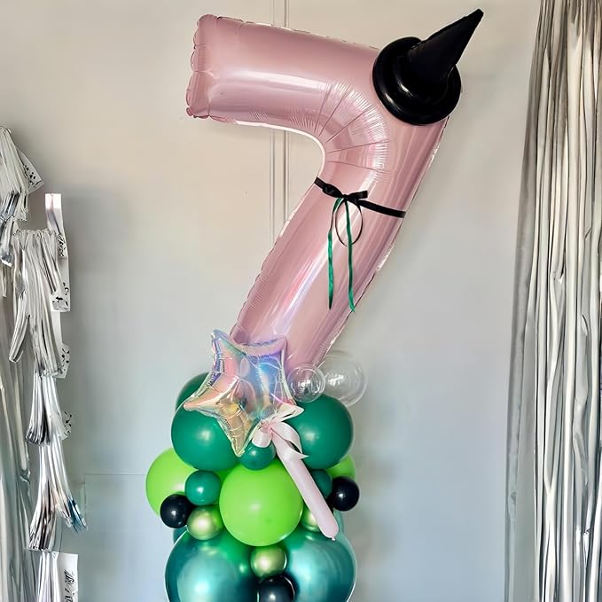 Light Pink Foil Balloon Number 7, Large Pastel Pink Number 7 Helium Balloon - Image 4