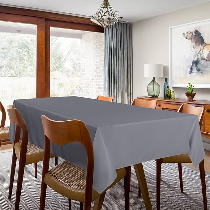 sancua 2 Pack Light Grey Tablecloth 60 x 84 Inch, Rectangle 4 Feet Table Cloth - Image 3