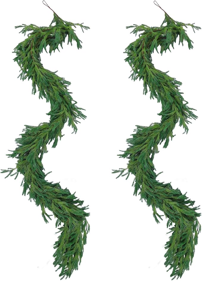 Hananona 2 Pcs 6 Ft Artificial Norfolk Pine Garlands, Realistic Pine Garland - Image 2