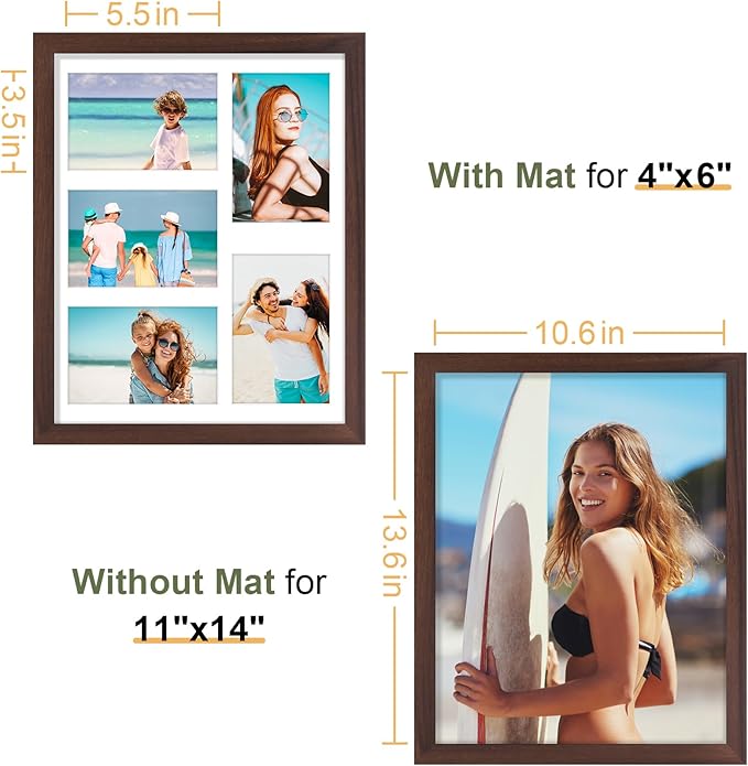 Vittanly 11x14 Collage Picture Frame, Displays 5Pcs 4x6 Pictures - Image 6