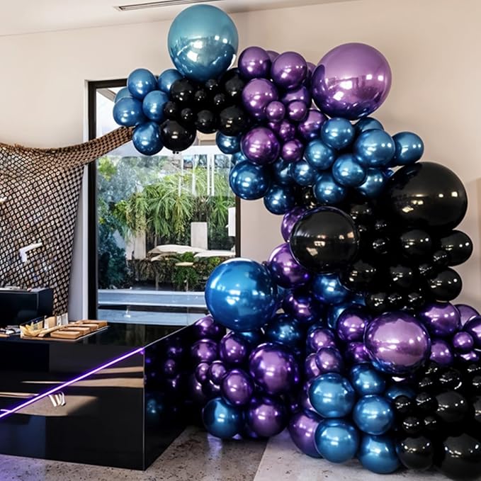 Black Purple Blue Balloons - Image 3