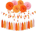 Pink-Orange Groovy Party-Decorations Pom-Poms Streamers by LastingSurprise