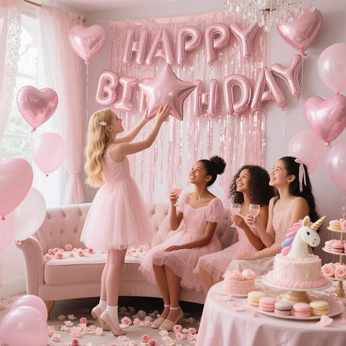 29 Pcs Pink Birthday Party Decorations - Image 3