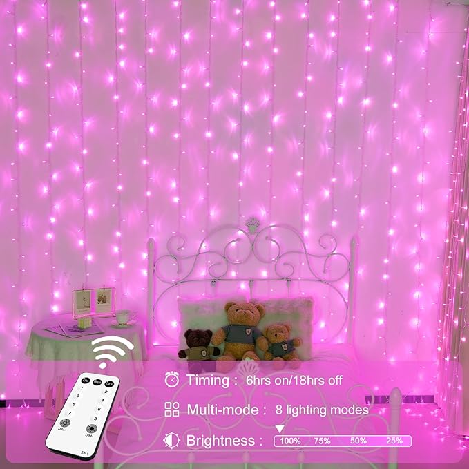 JMEXSUSS 300 LED Curtain Lights Plug in - Image 7