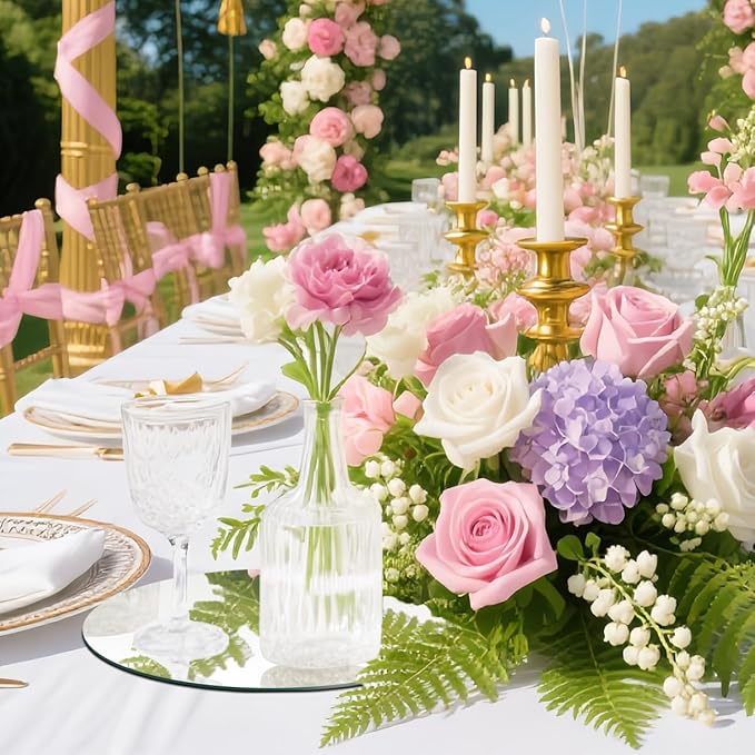 16PCS Acrylic Round Mirrors for Centerpieces Circle Mirror Tiles Candle Plate - Image 5