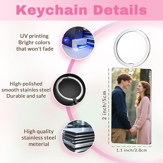 Custom Keychain with Picture, Personalized Double-sided Keychains Gifts - Image 4