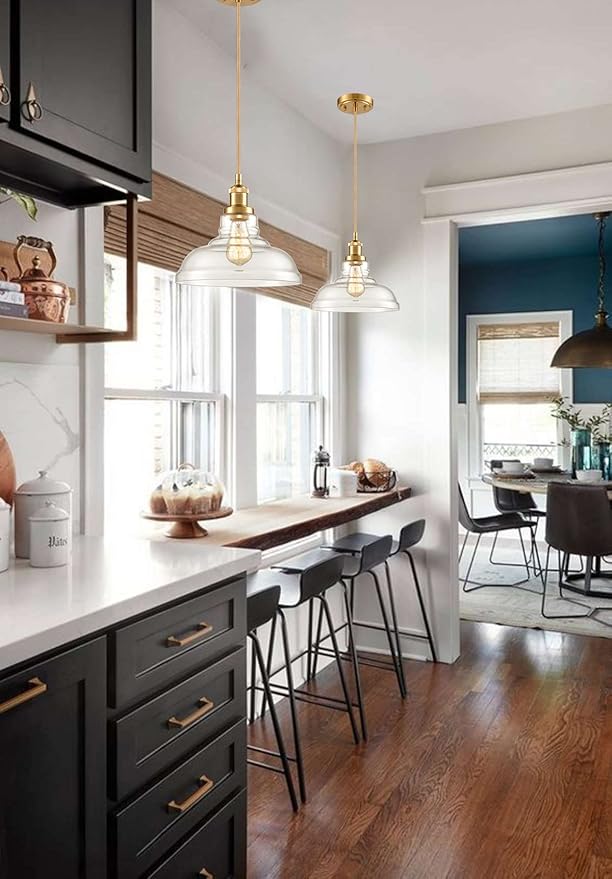 CLAXY Modern Gold Pendant Light Classic Glass Dome Kitchen Hanging Light - Image 7