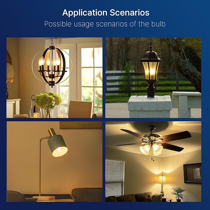 FLSNT 60W Equivalent LED Chandelier Light Bulbs, Dimmable LED B11 E12 - Image 8