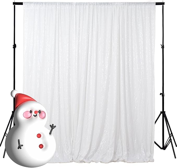 White Sequin Curtains 8FTx8FT by HMQIANG