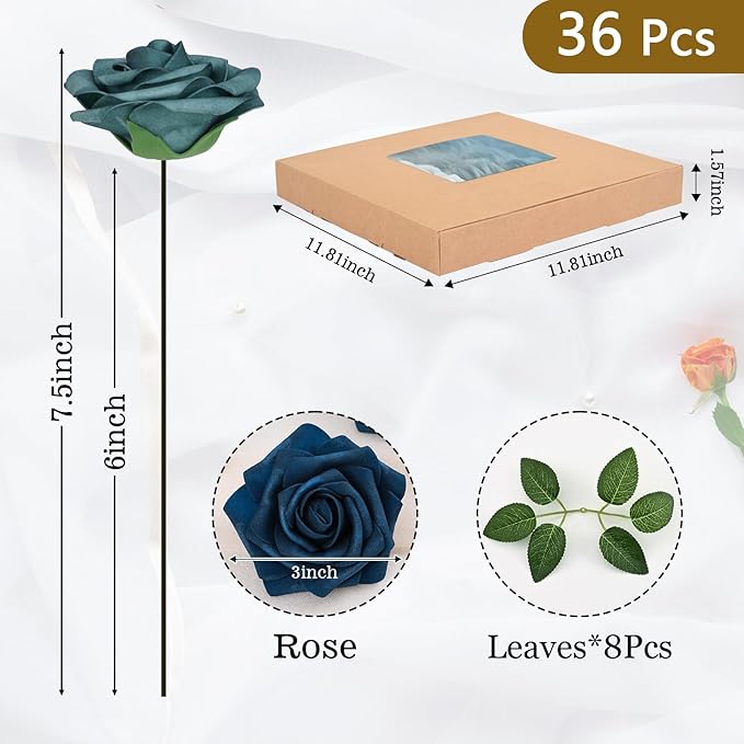 BLEUM CADE 36Pcs Artificial Flowers Fake Roses - Image 3