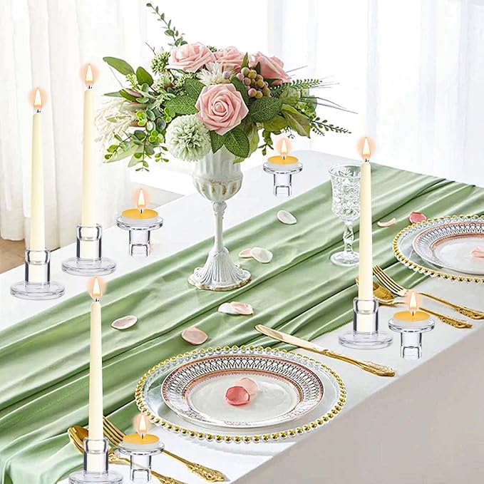 12-Pack Clear Taper Candle Holders, Glass Candlestick Holders - Image 6