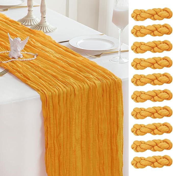 Sioloc Yellow Cheesecloth Table Runner Fall Autumn Decor by HEALTHYCOMFORTLIFE
