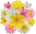 BestoFun 12PCS Paper Flowers Fans Pink Yellow Party Decorations Tissue Paper by Unknown