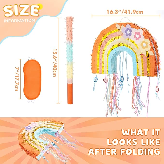 WERNNSAI Foldable Rainbow Pinata - Image 3