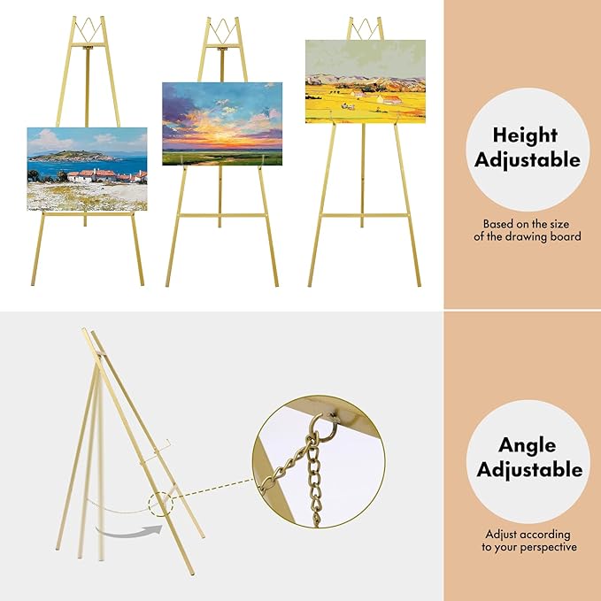 WATIHERE 57.5" Gold Easel Stand - Image 3