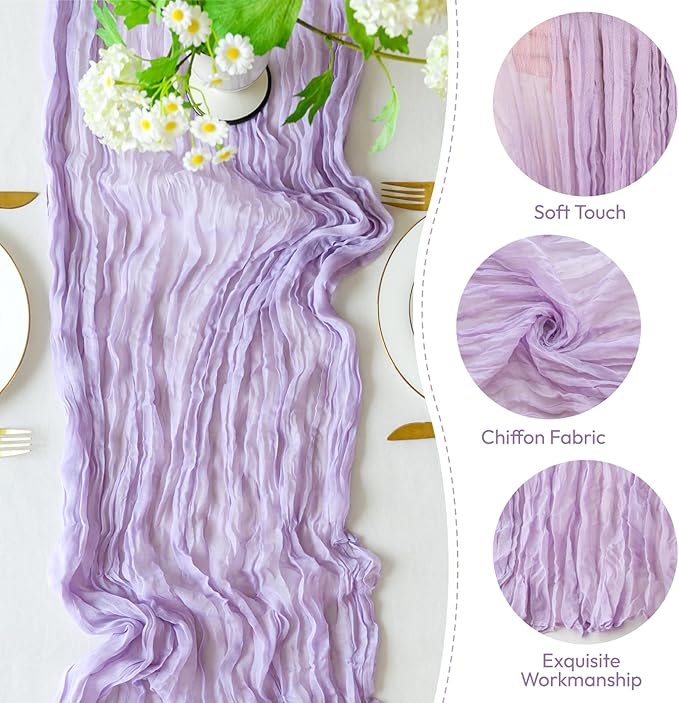 Sioloc 10 Pack Lilac Purple Lavender Cheesecloth Table Runner Fall Autumn Decor - Image 3