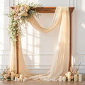 Wedding Arch Draping Fabric, 1 Panel 28" x 19Ft Champagne Sheer Backdrop Curtain by Partisky